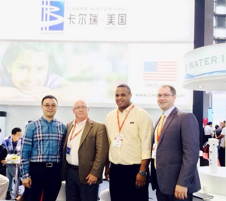 2014年6月25日为卡尔瑞产品提供快接配件的美国Parker公司销售总监Sterling一行专程来到中国，并在上海国际水展上拜访郝明德