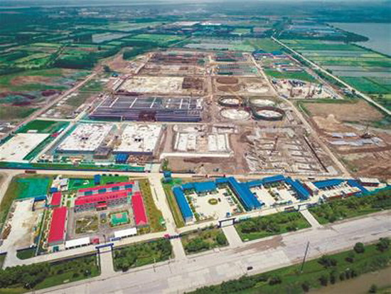 建设中的武汉北湖污水处理厂