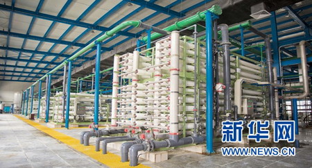 图9. 倍杰特承建的中石化长城能源化工（宁夏）有限公司高盐水零排放项目中的浓缩膜装置，实现水的回收率＞90%
