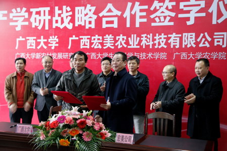 广西宏美农业与广西大学产学研签字仪式 广西宏美农业与广西大学产学研签字仪式