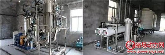 建丰牧业粪水处理系统(左图:特种超滤膜系统;右图:双膜浓缩系统) 建丰牧业粪水处理系统(左图:特种超滤膜系统;右图:双膜浓缩系统)