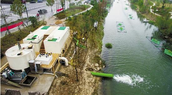 杭州市江干区丁兰综合治水示范区两台新安装的多相微滤设备 杭州市江干区丁兰综合治水示范区两台新安装的多相微滤设备