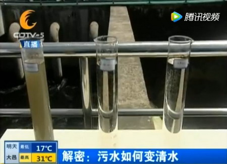未处理的污水(左)、处理后的出水(中)与自来水(右)对比 未处理的污水(左)、处理后的出水(中)与自来水(右)对比