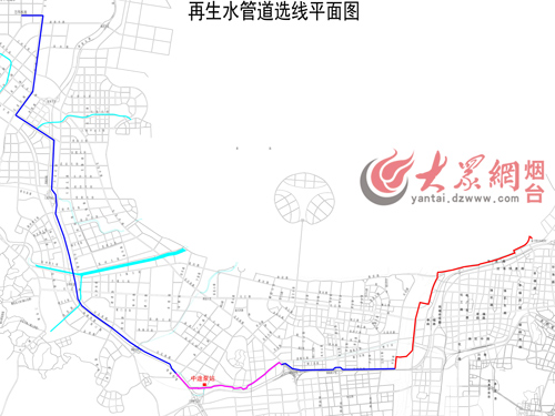 万华再生水管道选线平面图 万华再生水管道选线平面图