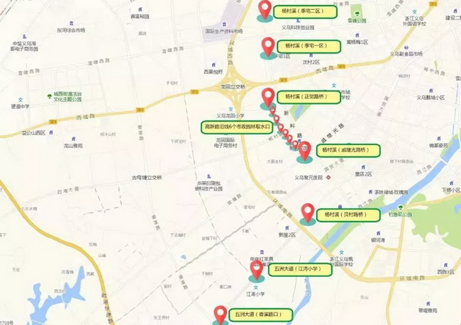 杨村溪－五洲大道沿线、高新路沿线取水点分布