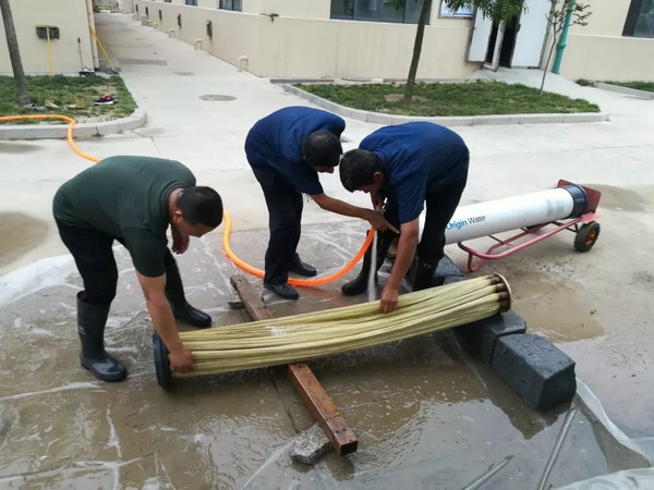 青岛豆金河中水厂精致中水生产车间转鼓式滤膜清洗机