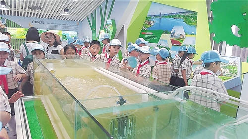 市民在观看CMBR污水处理设备处理污水 市民在观看CMBR污水处理设备处理污水