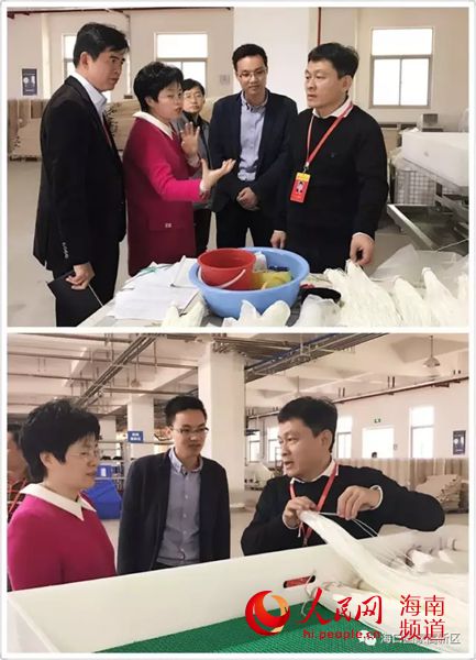 林一民（右一）一行在立昇净水公司实地调研